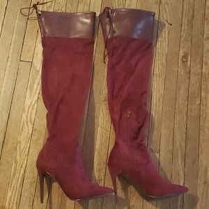 Faux Suede Thigh High Boots